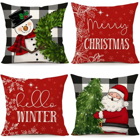 Christmas Pillowcases 18x18, Set of 4 Christmas Ornament Cushion Boxes for Home Sofa (1/5)