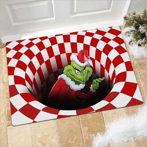 Decorative 3D Christmas illusion doormat, indoor and outdoor non-slip doormat. Floor mats for living room, bedroom, etc. (red, 60x90cm) (1/5)