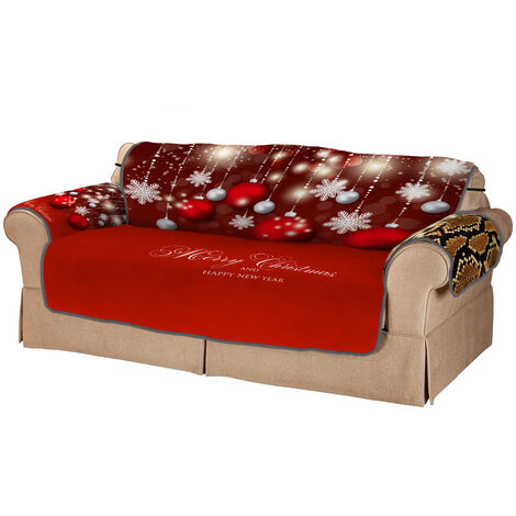 Merry Christmas Snow Sofa Cover Living Room Sofa Flexible Geometric Sofa Cover Home Decoration Accessories (3 Seater) (1/5)