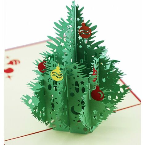 3D Pop-Up Christmas Tree Greeting Cards, Laser Cut Card with Envelope for Christmas and Happy New Year (3D Christmas Tree, Set of 1) (1/5)