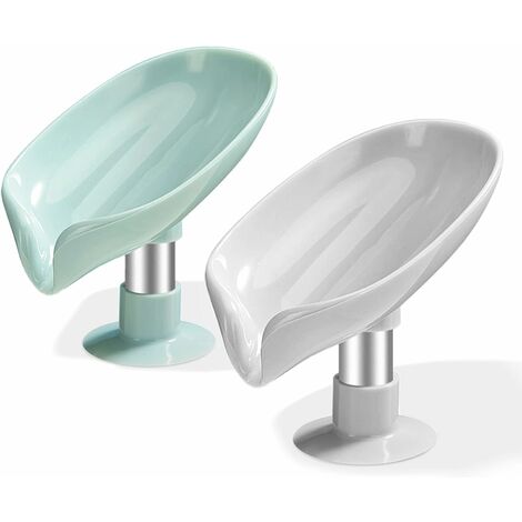 Suction Cup Soap Dish Set of 2, Shower Soap Holder, Kitchen Sink Sponge Holder, Soap Dish with Drain, Easy Cleaning, Quick Drying without Drilling (1/5)