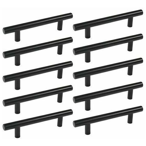 10pcs 160mm T Bar Baton Kitchen Cabinet Door Handles Cupboard Drawer Bedroom Furniture Pull Black (1/3)