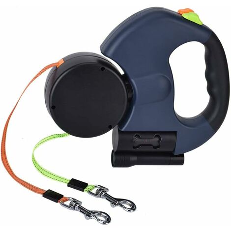 Retractable Double Leash for 2 Dogs, 3M Double Leash with LED Light and Leash Dispenser