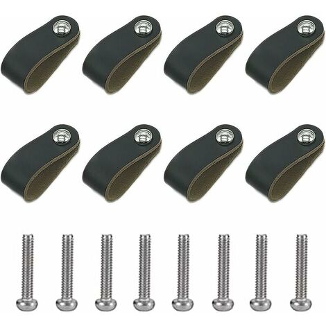 Leather Handle Parts. Cabinet Handle in Black Leather. Leather Handle With Screw. Soft PU Leather Door Handle. Easy to Install. Suitable for All Kinds of Cabinet Doors and Drawers (1/5)