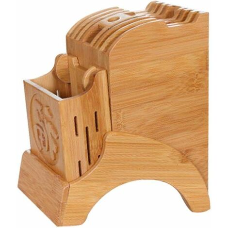 Multifunctional Kitchen Storage Rack - Bamboo Kitchen Knife Block Knife Holder with Stand for Organized and Tidy Kitchen Knife (1/4)
