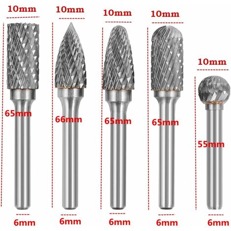 5Pcs Carbide Burr Set 6mm Shank Rotary Tool Bits C... - Vicedeal
