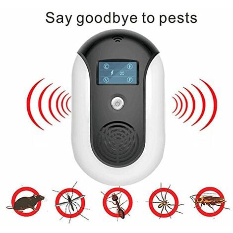 Ultrasonic Mosquito Repellent Ultrasonic Repellent for Mosquitoes, Ants, Flies, Spiders, Cockroaches - Black