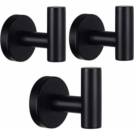 Set of 3 Bath Towel Hooks, Matte Black Coat Hooks, Clothes Hooks, SUS 304 Stainless Steel (1/5)