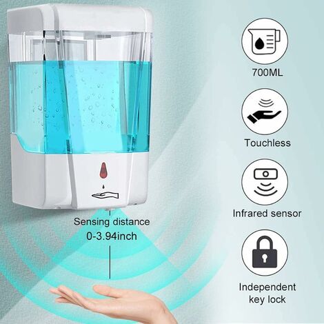 Touchless Automatic Soap Dispenser - 700ml, IR Sensor, Hand-Free Wall Mount, Clear