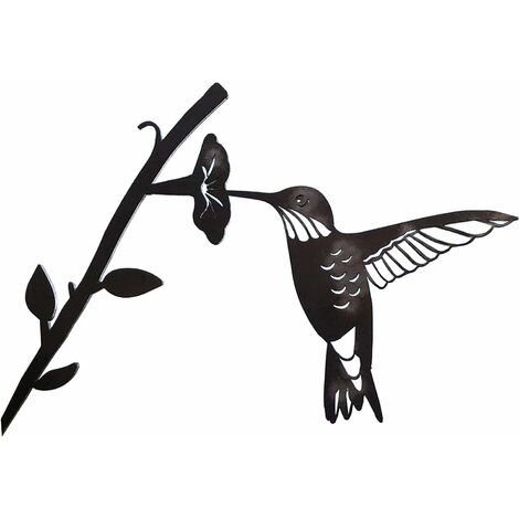 Hummingbird Swallow Parrot Metal Bird Statue Art Silhouette Decoration Garden Yard Tree Decoration Landscape Bird Craft Present Gift (A) (1/4)