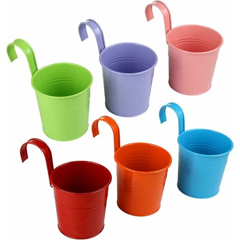 Set of 6 Indoor Hanging Metal Flower Pots with Removable Hook Gardening Decoration (1/5)