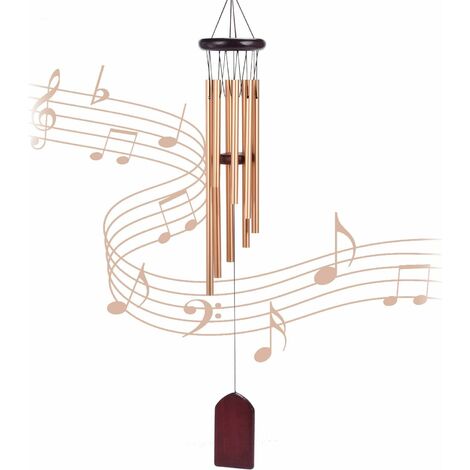 outdoor wind chime, 8 aluminum tube wind chime, windmill tree decoration, outdoor or indoor garden (golden) (1/5)