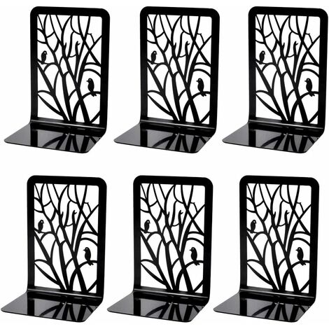 Book Ends, Book Ends, Book Ends for Shelves, 3 Pairs Heavy Duty Non-Slip Metal Bookends for Heavy Books, Decorative Book Divider Holder, Abstract Art Design Book Stopper Holders for Office, Home house