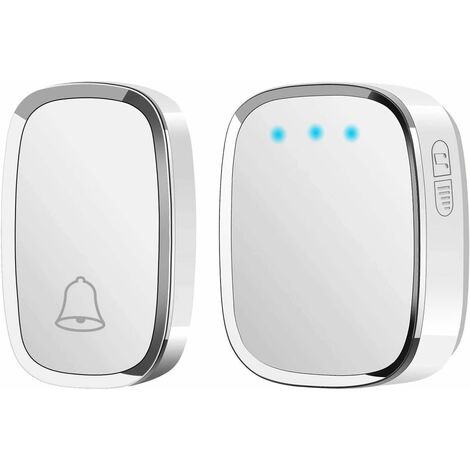 Wireless Doorbell, Waterproof Door Bell with 300 Meter Range, Wireless Chime with 1 Transmitter and 1 Plug-in Receiver and 36 Ringtones 4 Level Volumes for Home, Office, Shop