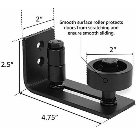 Heavy Duty Sliding Barn Door Guide, 8 in 1 Stopper Black Carbon Steel Recessed Bottom Design, Floor and Door Panel, Adjustable Roller, Wall Mount System