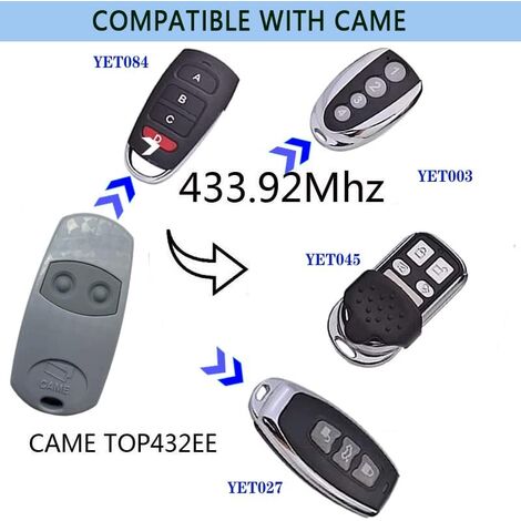 Original Came TOP432EE remote control. Fixed code frequency 433.92 MHz, 1 pcs