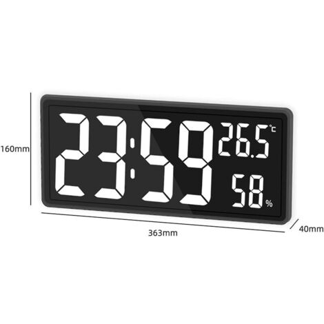 LED Digital Wall Clock, Large Digits Display, White Indoor Office