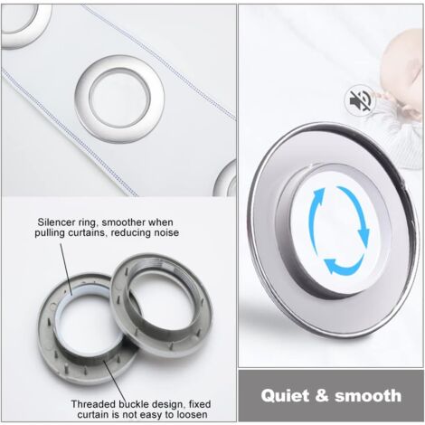 Curtain Grommets Plastic 1.5inch Inner Dia Drapery Eyelet Rings Silver Tone 6pcs