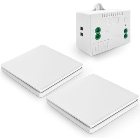 Radio switch kit, no wiring, no battery, easy installation, outdoor remote control up to 200m (2 RF switches and 1 receiver)