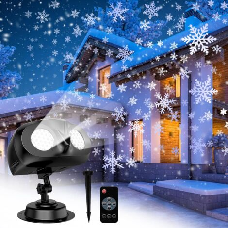 Christmas Projector Indoor Outdoor LED Snowflake Projector with Remote Control Waterproof IP65 Snowfall Effect for Home Garden Wedding Party Christmas Decorations Energy Efficiency Class A