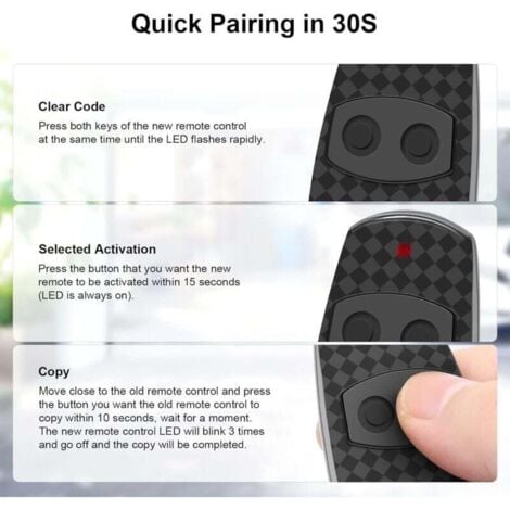 Remote control for Cam TOP432EV 3 pieces. Fixed code frequency 433.92 MHz.