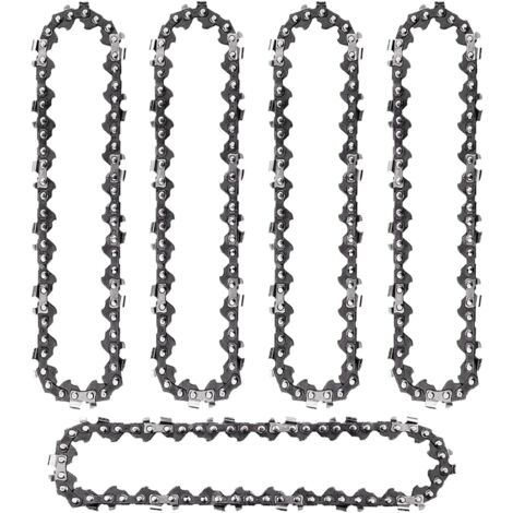 5 Pack Mini Chainsaw Chain for 6" Chainsaw Blade, 37 Chainsaw Drive Links with 1/4" LP Pitch for Mini Cordless Hand Chainsaw, Steel Blade