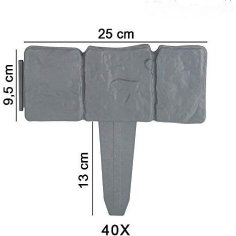 Garden Edging 10m Lawn Edging Stone Effect Fence Lawn Edge 40 Pcs Grey Decorative Garden Border