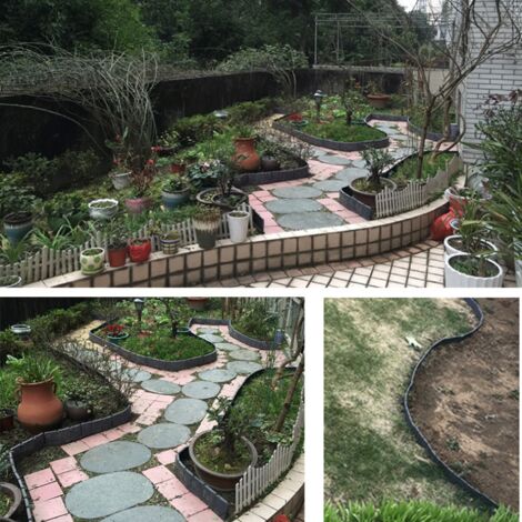 Garden Edging 10m Lawn Edging Stone Effect Fence Lawn Edge 40 Pcs Grey Decorative Garden Border