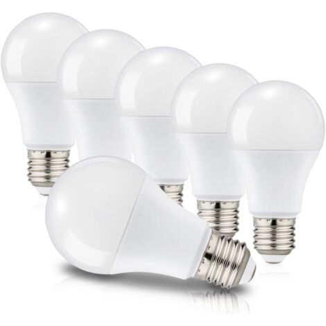 E27 A60 LED Bulbs 12W Equivalent to 100W, Edison Screw Base, 6000K Cool White, 1150 Lm, 220-240V, Pack of 6, Non-Dimmable (1/5)