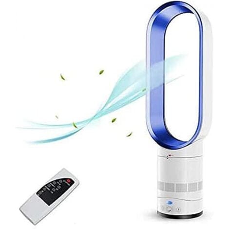 YMYNY 16 Inch Tower Fan, Leafless Fan with 0.5-2 Hours Timer, Comfortable Natural Cooling Fan for Home, Office and Bedroom, Blue