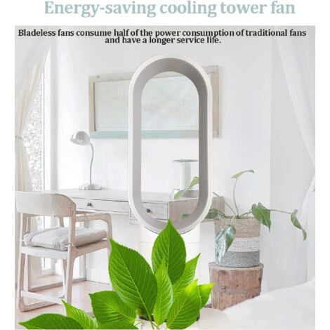 YMYNY 16 Inch Tower Fan, Leafless Fan with 0.5-2 Hours Timer, Comfortable Natural Cooling Fan for Home, Office and Bedroom, Blue