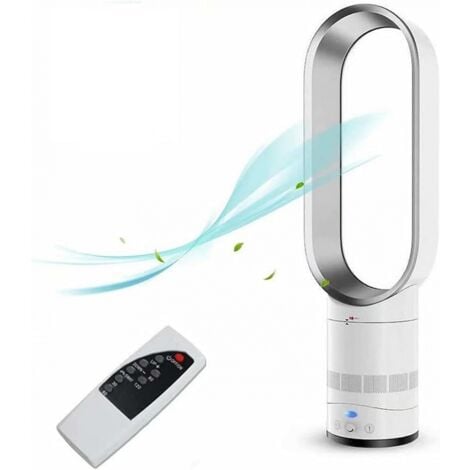 YMYNY 16 Inch Tower Fan, Leafless Fan with 0.5-2 Hours Timer, Comfortable Natural Cooling Fan for Home, Office and Bedroom, Silver