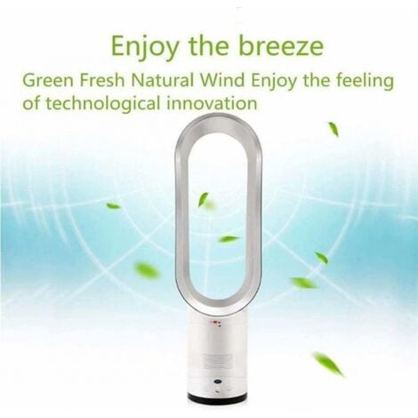 YMYNY 16 Inch Tower Fan, Leafless Fan with 0.5-2 Hours Timer, Comfortable Natural Cooling Fan for Home, Office and Bedroom, Silver