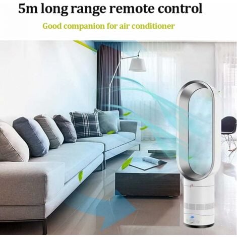 YMYNY 16 Inch Tower Fan, Leafless Fan with 0.5-2 Hours Timer, Comfortable Natural Cooling Fan for Home, Office and Bedroom, Silver
