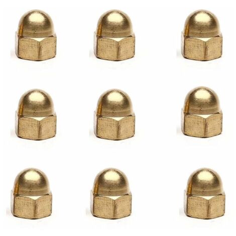 Acnor Hex Nut Cap - 20pcs M4 Brass Dome Hexagon Nuts Decorative Cap for Brass Bolts Screws