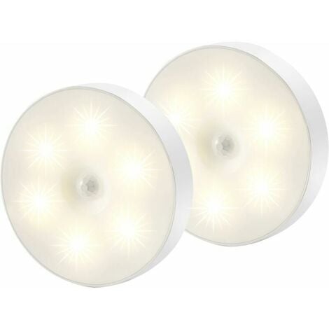 Led Night Light, Magnetic Motion Sensor Light Indoor with Free Adhesive Pads, Stick Anywhere, Wireless Sensor USB Rechargeable  Warm White  2 Pack