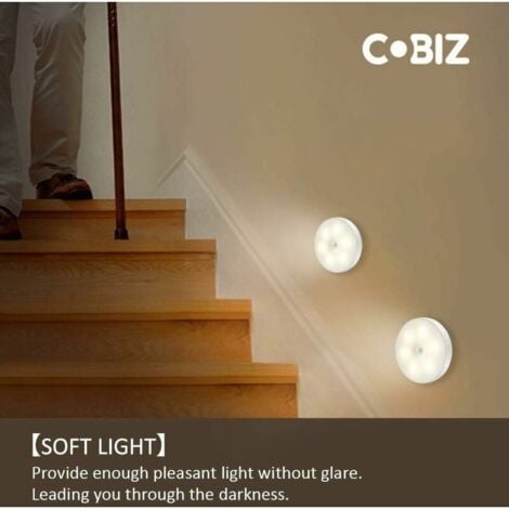 Led Night Light, Magnetic Motion Sensor Light Indoor with Free Adhesive Pads, Stick Anywhere, Wireless Sensor USB Rechargeable  Warm White  2 Pack