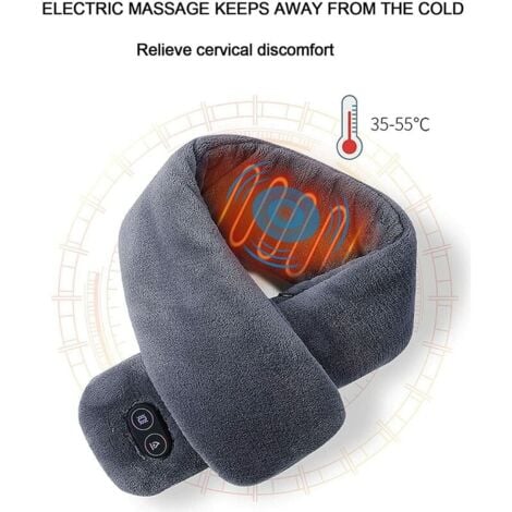USB Heated Scarf Electric Heated Neck Warmer, with Massage 4 Modes Massage Mode with 3 Adjustable Temperature Levels, WashableGray