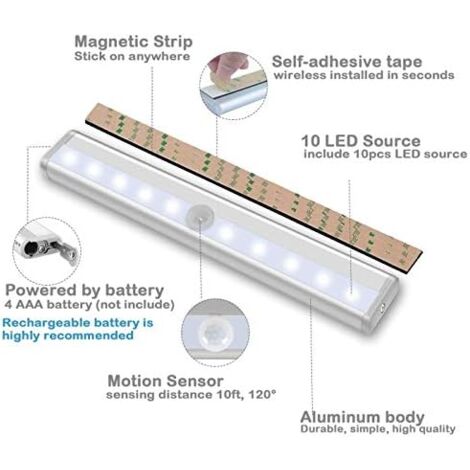 Pack LED Motion Sensor Closet Lights, Battery Operated Stick-On ...