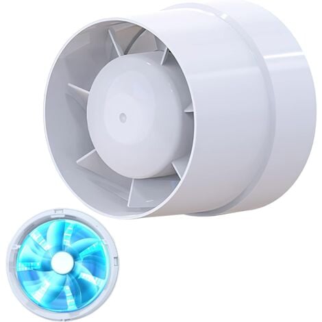 Air extractor fan, economical 100mm, 12W/130m³, axial extractor in line duct: bathroom, kitchen, cellar.. 2-year warranty.