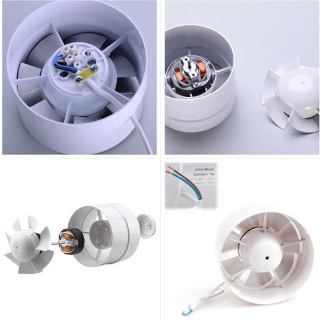 Air extractor fan, economical 100mm, 12W/130m³, axial extractor in line duct: bathroom, kitchen, cellar.. 2-year warranty.