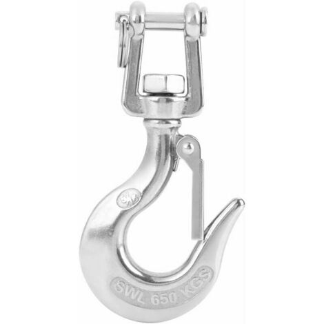 Stainless Steel Swivel Eye Hook with Latch - Cargo Hook - Safety Hook - Rigging Accessory - Working Load: 650kg