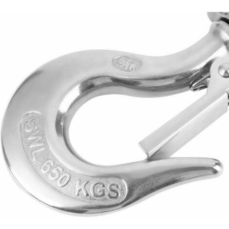 Stainless Steel Swivel Eye Hook with Latch - Cargo Hook - Safety Hook - Rigging Accessory - Working Load: 650kg