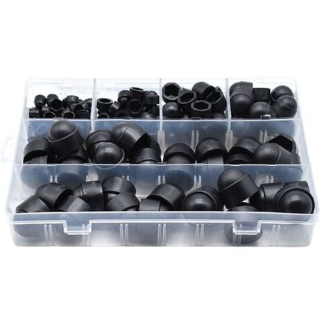 145Pcs PE Bolt Covers Screw Nut Caps Nuts Covers Screw Bolt Caps 6 Sizes Available with Storage Box (Black) (1/5)