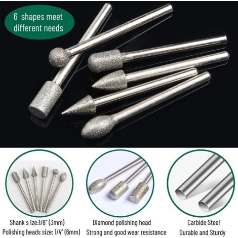 20-Piece Diamond Burr Set – Rotary Bits For Hobby Carving, Grinding, Engraving, Jewelry Repair