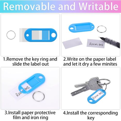 Portable Key Organizer With 50 Tags – D-Shape Iron Janitor Ring & Label Tags For Home, Office, Luggage 5 thumbnail image