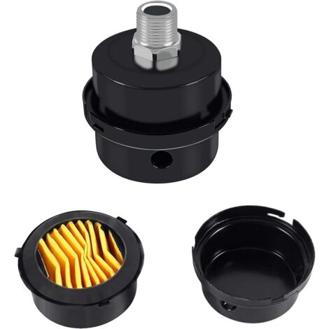 4pcs Air Compressor Filter 3/8" 16mm Thread Muffler Silencer for Replacement Oil-Free Air Compressor (Black Metal)