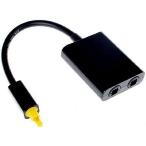 Piece of black fiber optic splitter, digital fiber optic audio splitter with two ports, easy connection of multiple components, YMYNY