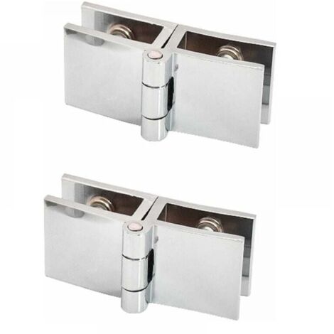 2 pieces 180-degree glass door hinge, no drilling, glass hinge, glass clip for glass thickness 5 mm - 8 mm, YMYNY (1/4)