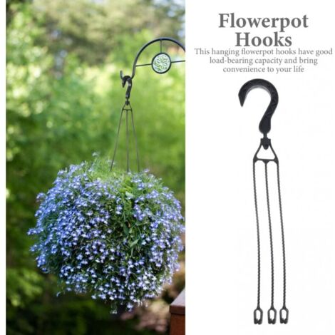 5-Pack Plastic Flower Pot Chains, 360° Rotatable Hanging Basket Hooks, Flower Pot Holder (Black) YMYNY